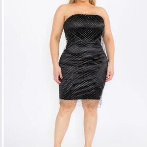Black Bodycon Mini Dress XL Strapless Very Strechy